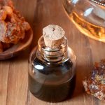 a bottle of oil, showing the importance of myrrh essential oil